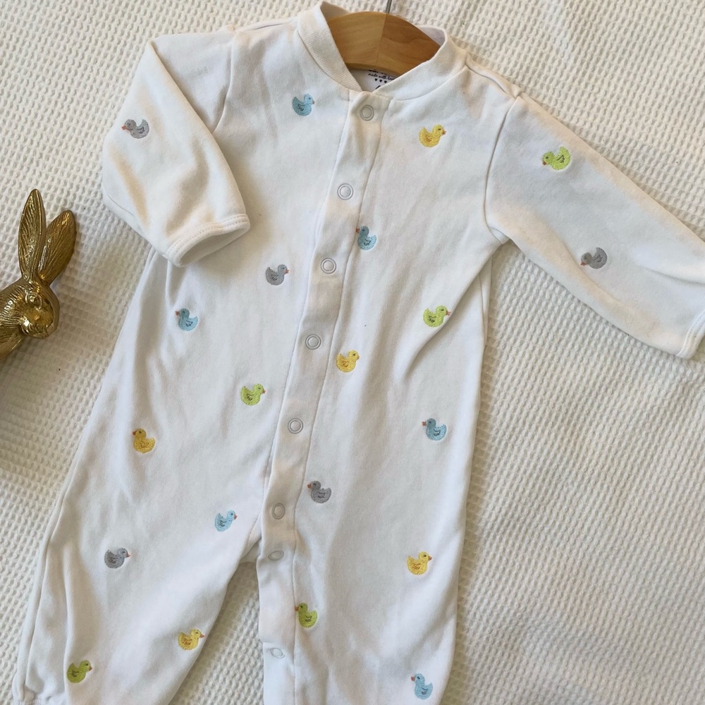 Embroidered Adorable Baby Onesie with Duck Pattern